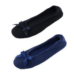 CTM Women's Terry Ballerina Slipper House Shoe (Pack of 2)